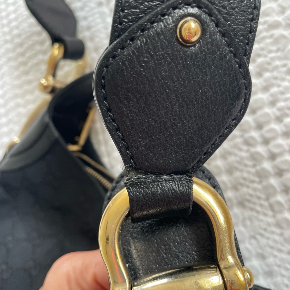 Gucci Creole hobo bag in black canvas with gold hardware - Picture 11 of 16